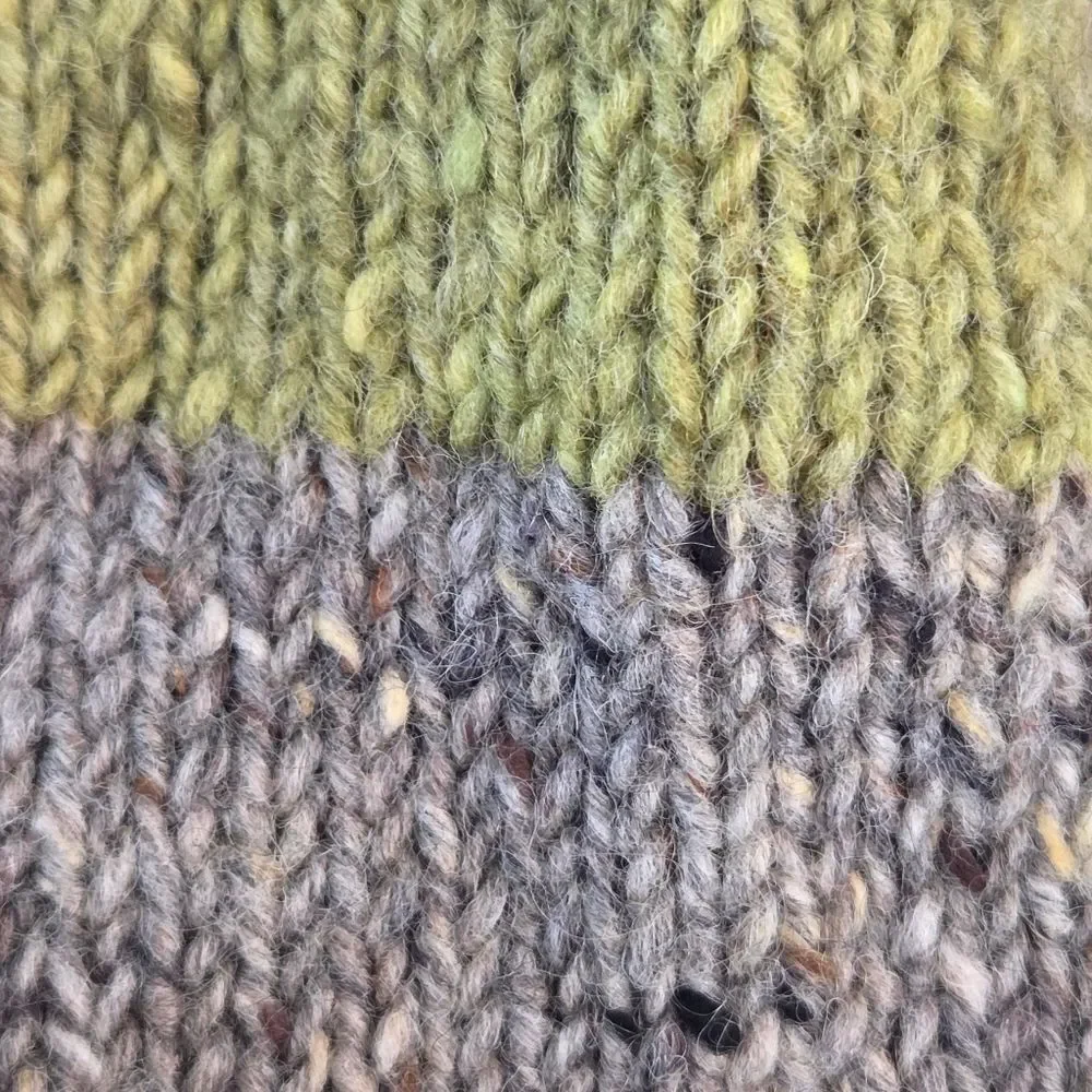 Hand-Knit Wool Beanie Ireland Artisan Sheep Motif Winter Hat NWOT Green Gray
